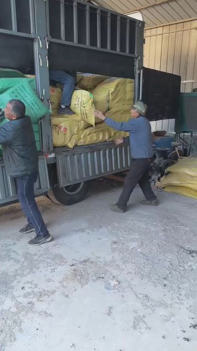 邢台发酵鸡粪，羊粪，有机肥正在卸车中