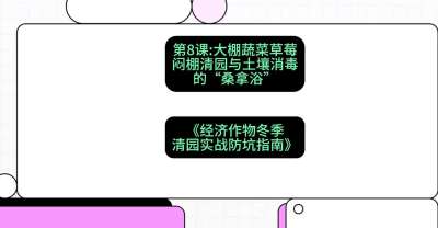 第8节：【大棚蔬菜草莓】闷棚清园与土壤消毒的&ldquo;桑拿浴&rdquo;，课程：《经济作物冬季清园&middot;实战防坑指南》#识农AI